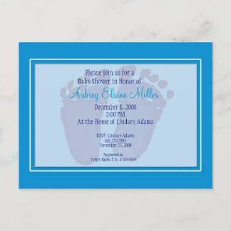 Invitación Baby Shower de huella azul