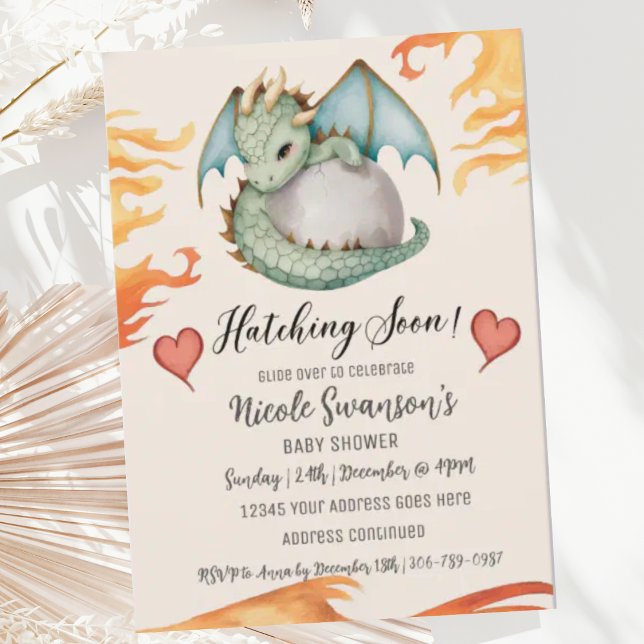 Invitación Baby Shower de huevo de dragón neutro de género su (Subido por el creador)