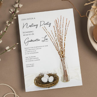 Invitación Baby Shower de Huevos Blancos Fiesta de nidificaci