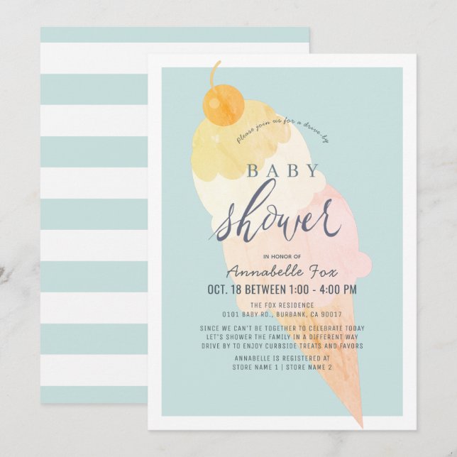 Invitación Baby Shower de Ice Cream Light Blue Boy (Anverso / Reverso)