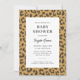 Invitación Baby Shower de impresión de animales beige y marró