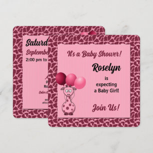 Invitación Baby Shower de impresión de animales de jirafa ros