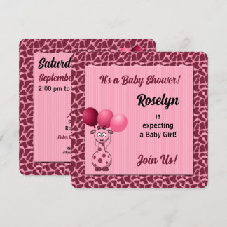 Invitación Baby Shower de impresión de animales de jirafa ros