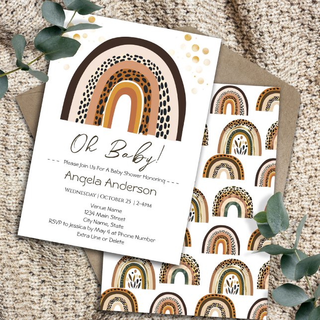 Invitación Baby Shower de impresión de animales del arcoiris  (Subido por el creador)