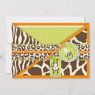 Invitación Baby Shower de impresión de animales Safari de Mon