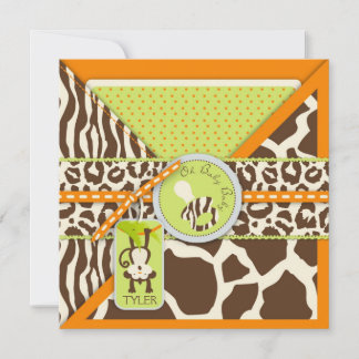 Invitación Baby Shower de impresión de animales Safari de mon