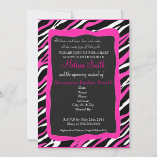 Invitación Baby Shower de impresión de cebra - ros