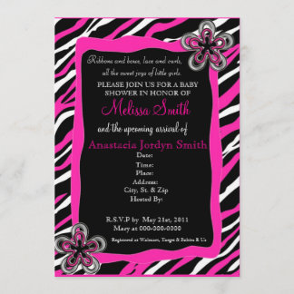 Invitación Baby Shower de impresión de cebra - ros