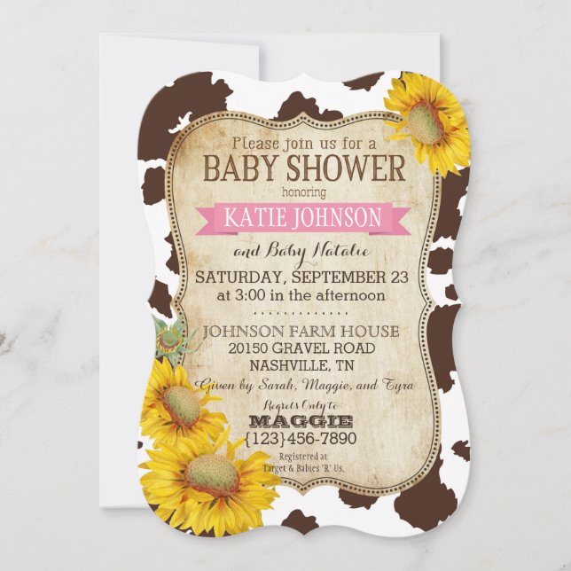 Invitación Baby Shower de impresión de flores de campo y de v (Anverso)