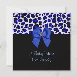 Invitación Baby Shower de impresión de leopardo azul