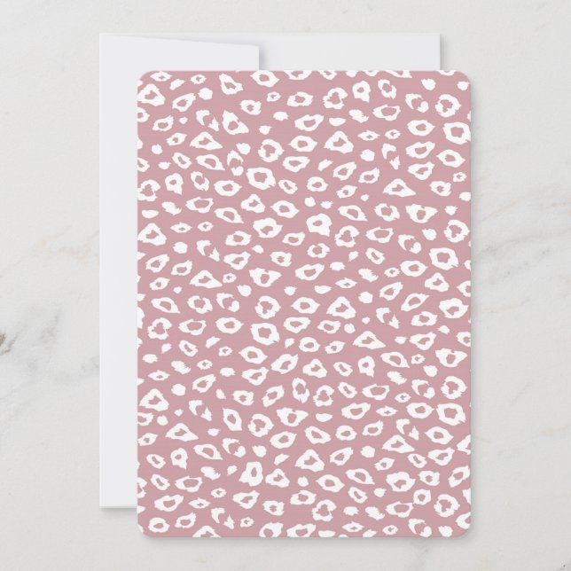 Invitación Baby Shower de impresión de Leopardo Blanco Rosa (Anverso)
