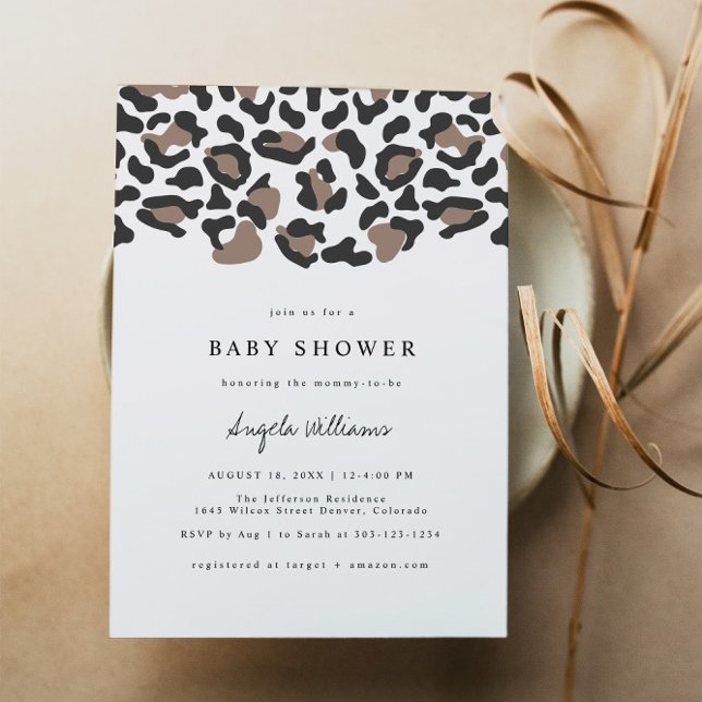 Invitación BABY SHOWER de impresión de leopardo bohemio AUBRE (Subido por el creador)