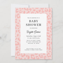 Invitación Baby Shower de impresión de leopardo rosa