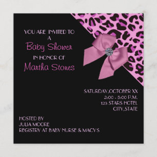 Invitación Baby Shower de impresión de leopardo rosa
