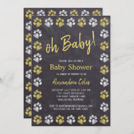 Invitación Baby Shower de impresión de papel amarillo gris de