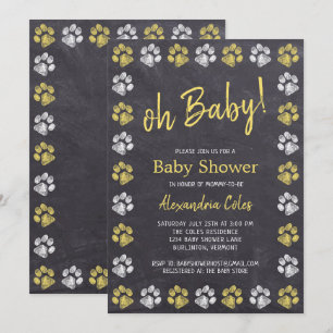 Invitación Baby Shower de impresión de papel amarillo gris de