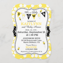 Baby Shower de impresión de puntos de polka de Bee