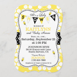 Invitación Baby Shower de impresión de puntos de polka de Bee