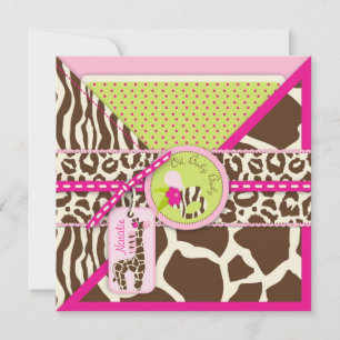 Invitación Baby Shower de impresión de Safari de jirafas y Pa