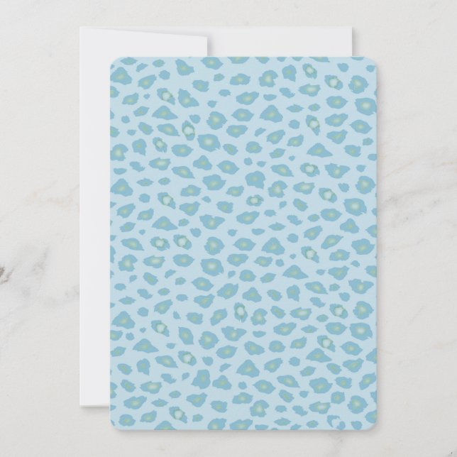 Invitación Baby Shower de impresión de Sky Blue Leopard (Anverso)