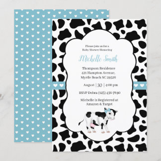 Invitación Baby Shower de impresión de vaca blanca