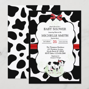 Invitación Baby Shower de impresión de vaca neutra