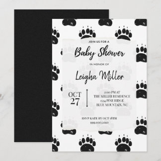 Invitación Baby Shower de impresión de Woodland Bear Paw