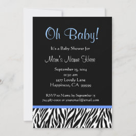 Invitación Baby Shower de impresión en color azul negro