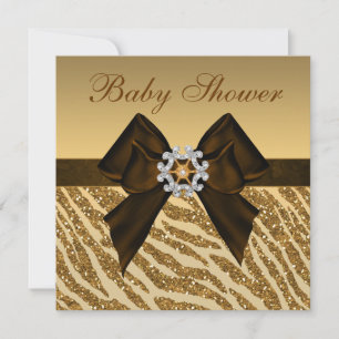 Invitación Baby Shower de impresión y edición de cebra Gold P