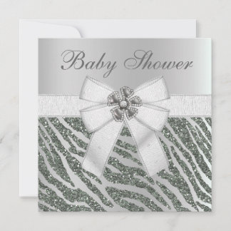 Invitación Baby Shower de impresión y flores de cebra Purpuri