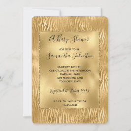 Invitación Baby Shower de impresión Zebra Gold Glam Glitz