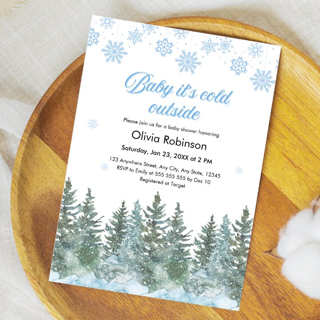 Invitación Baby Shower de Invierno Baby It's Cold Outside (Snowflakes Baby It's Cold Outside Winter Baby Shower Invitation )