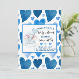 Invitación Baby Shower de invierno Blue Hearts