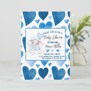 Invitación Baby Shower de invierno Blue Hearts