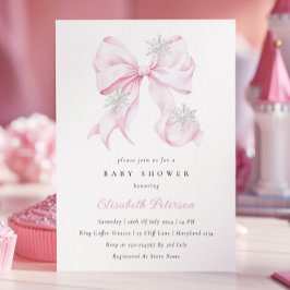 Invitación Baby Shower de invierno con arco rosado