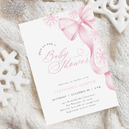 Invitación Baby Shower de invierno con arco rosado