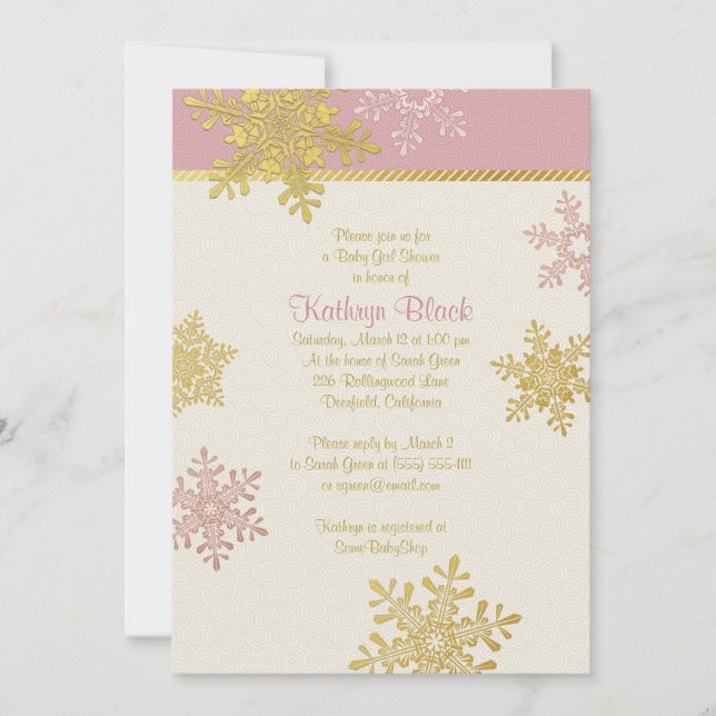Invitación Baby Shower de invierno con copas de nieve con mar (Anverso)