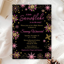 Baby Shower de invierno con copos de nieve dorados