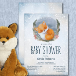 Invitación Baby Shower de invierno de Curte Baby Fox Snowly
