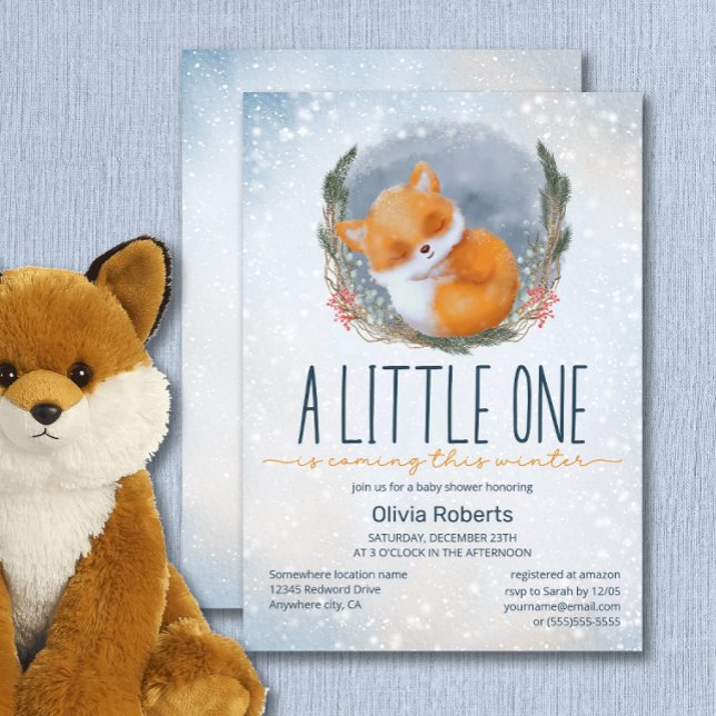 Invitación Baby Shower de invierno de Curte Baby Fox Snowly (Subido por el creador)