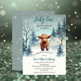 Invitación Baby Shower de invierno de Cute Highland Holy Cow