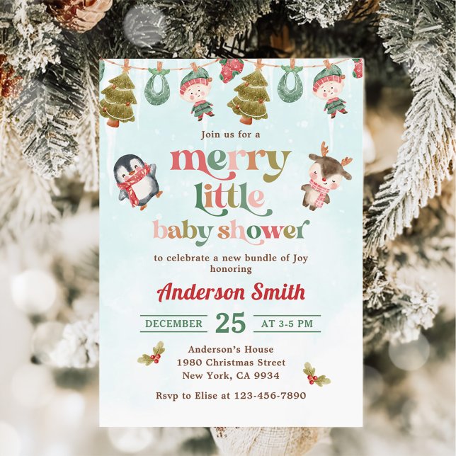 Invitación Baby Shower de invierno de Feliz Navidades (Subido por el creador)