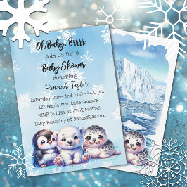 Invitación Baby Shower de invierno de los animales del Polo Á