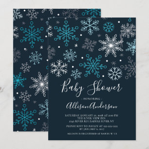 Invitación Baby Shower de invierno de los copos de