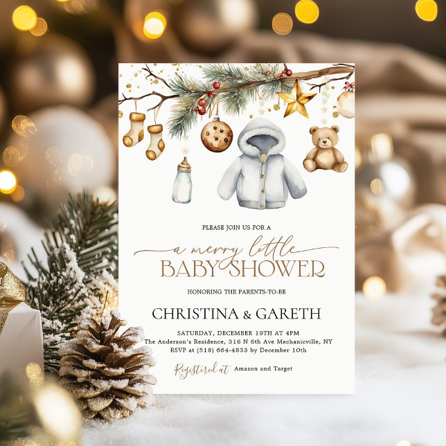 Invitación Baby Shower de invierno de los Navidades del Boho  (Subido por el creador)