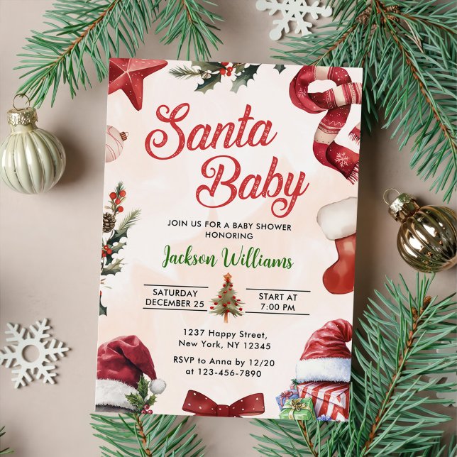 Invitación Baby Shower de invierno de Navidades de bebé de Sa (Subido por el creador)
