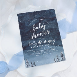 Invitación Baby Shower de invierno de Pine Forest & Night Sky
