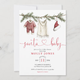 Invitación Baby Shower de invierno de Santa Baby Clothesline