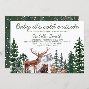 Invitación Baby Shower de invierno de Woodland Animal