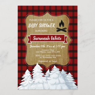 Invitación Baby Shower de invierno de Woodland, bosque rústic